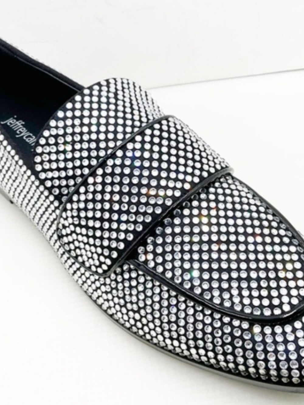 {Jeffery Campbell} Velvit-JL Black-Clear Rhinestone Loafers
